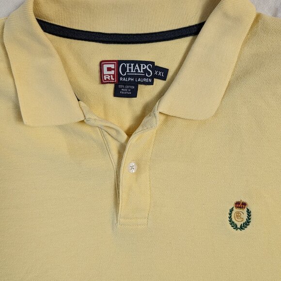 CHAPS POLO YELLOW XXL PULL OVER SHORT SLEEVE MEN'S CASUAL SHIRT RALPH LAUREN - Picture 14 of 16